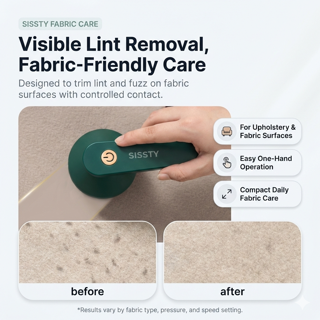 SISSTY Fabric Shaver Pro | Rechargeable 3-Speed Lint Remover (2+1 6-Leaf Blades)