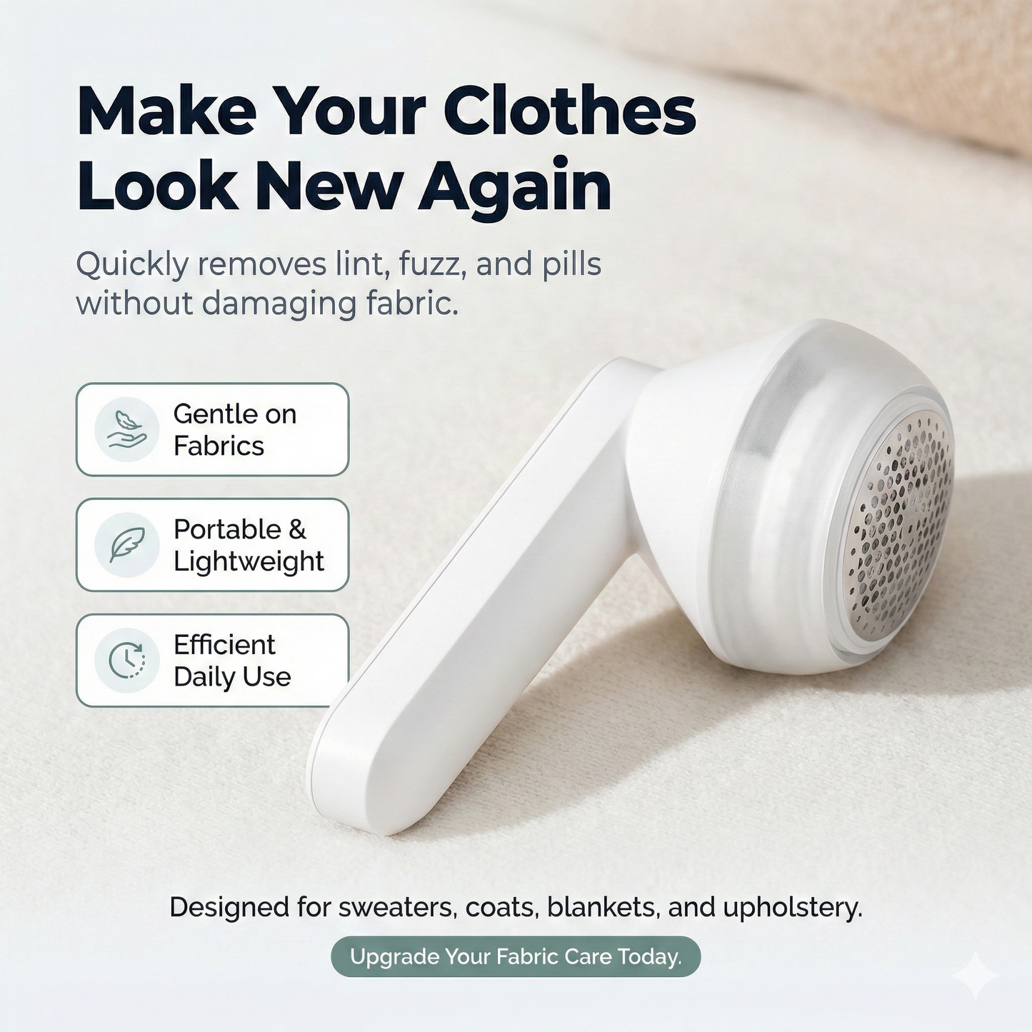 SISSTY Fabric Shaver Pro | Rechargeable 3-Speed Lint Remover (2+1 6-Leaf Blades)